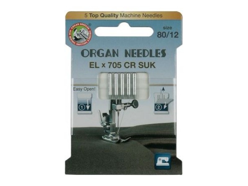 Иглы Organ для распошивальных машин стрейч № 80 5 шт. EL705-80 SUK ECO