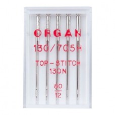 Иглы Organ для отстрочки Top Stitch № 80 5 шт. 130N.80.5.TOP.ST