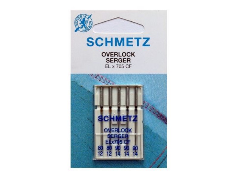 Иглы Schmetz для оверлока хромированные № 80-90 5 шт. ELx705 CF