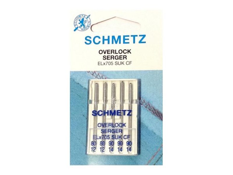 Иглы Schmetz для оверлока стрейч № 80-90 5 шт. ELx705 SUK CF