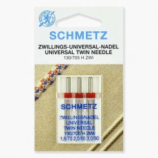 Иглы Schmetz двойные универсальные № 70/1.6, 80/2.0, 90/3.0 3 шт. 130/705H-ZWI