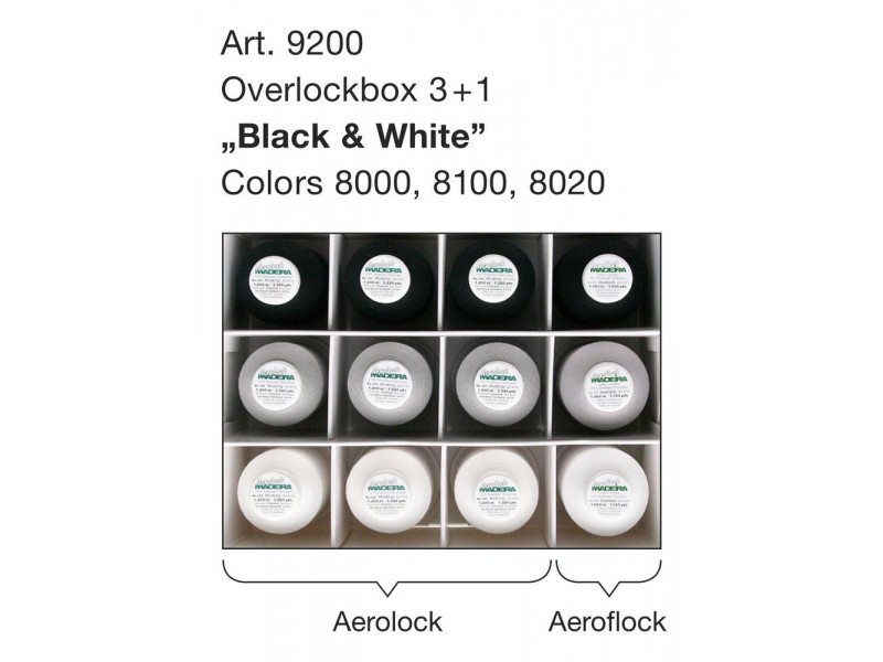Набор ниток MADEIRA Overlockbox Aerolock 9х1200м, Aeroflock 3x1000м ч/б 9200