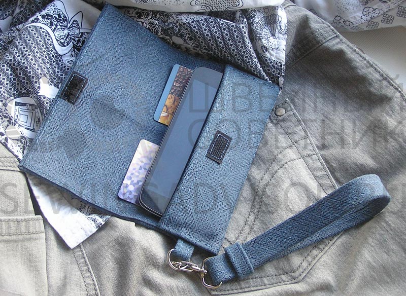 Кожаный чехол для телефона с карманами